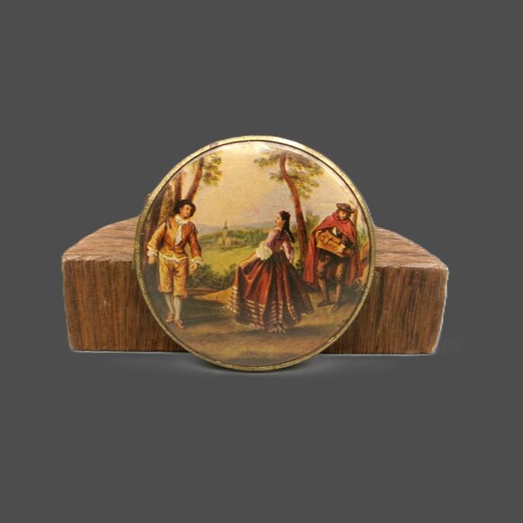 Vintage Double Mirror Compact, Courting Couple, Germany - Picture 2 of 5